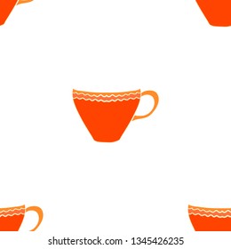 Abstract seamless pattern with tea cups. Textured decorative tableware background.