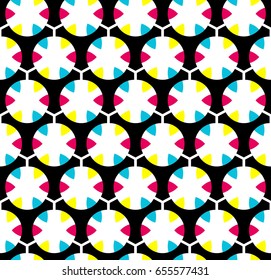 Abstract seamless pattern in the technological style. Bright colors.