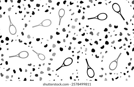 Abstract seamless pattern with tennis racket symbols. Creative leopard backdrop. Vector illustration on white background