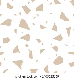 Abstract seamless pattern, terrazzo flooring effect. Vector pastel paper cut handcrafted texture. Modern trend illustration.