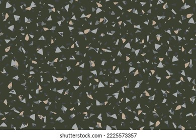 Abstract Seamless Pattern. Terrazzo Stone Mosaic Pattern. Gray Vector Stone Background. Brown Venetian Print Glass Interior Irregular Art. Mosaic Terrazzo Ceramic Design. Marble Rock Italian Texture.