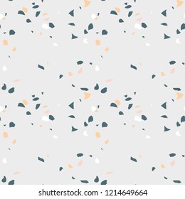 Abstract seamless pattern in terrazzo style. Natural colors. Vector design  for wallpaper, backdrop, fabric, textile, covers, etc.