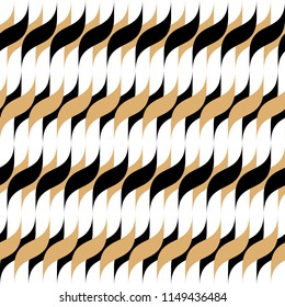 Abstract seamless pattern for textile and design. Modern geometric ornament of black and gold elements