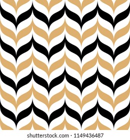 Abstract seamless pattern for textile and design. Modern geometric ornament of black and gold elements