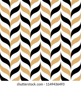 Abstract seamless pattern for textile and design. Modern geometric ornament of black and gold elements