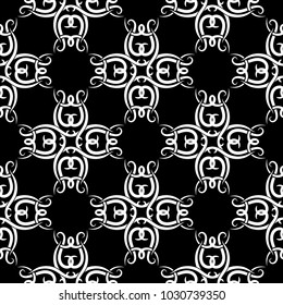 Abstract seamless pattern for textile, fabrics or wallpapers. Black and white background