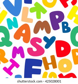 Abstract seamless pattern for textile. Wallpaper with bright alphabet for guys. . pattern for boys and girls.