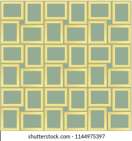 Abstract seamless pattern texture of golden rectangular frames over greyish blue background template Vector illustration