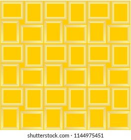 Abstract seamless pattern texture of golden rectangular frames over pale yellow background template Vector illustration
