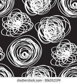 Abstract seamless pattern. Texture with  hand-drawn doodles. It reminds scratch, painted marker or pen