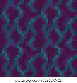 Abstrakter, nahtloser Muster Textur Pixel-Kunsthintergrund. Gezwirntes Design. Isolierte Vektorgrafik mit 8-Bit-Auflösung.