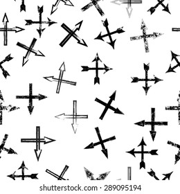 Abstract Seamless Pattern with Textured Arrows. Vector Background.