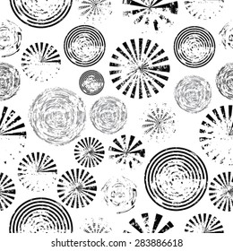 Abstract Seamless Pattern with Textured Circles. Vector Background. 