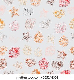 Abstract Seamless Pattern with Textured Geometric Shapes. Vector Background. 