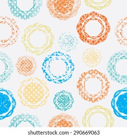 Abstract Seamless Pattern with Textured Geometric Elements. Vector Background;