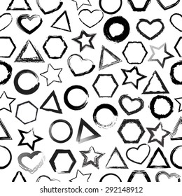 Abstract Seamless Pattern with Textured Geometric Elements. Vector Background.