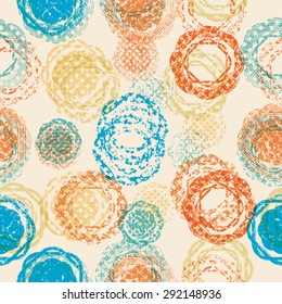 Abstract Seamless Pattern with Textured Geometric Elements. Vector Background;