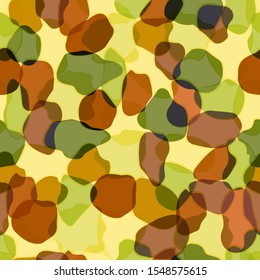 Abstract seamless pattern with textures for fabric, prints, backgrounds. Colors of the autumn forest. Military style.