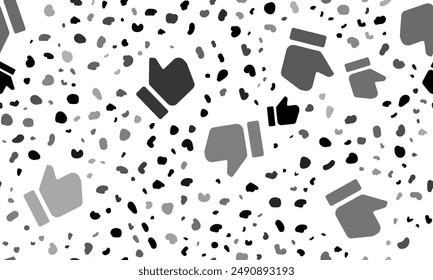 Abstract seamless pattern with thumb up symbols. Creative leopard backdrop. Vector illustration on white background