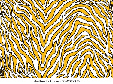 Abstract seamless pattern. Tiger stripes trendy texture, irregular shapes. Modern animalistic print for fabric. Vector illustration