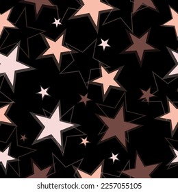 Abstract seamless pattern tile with bright colorful stars on dark blue background vector. stars seamless pattern full color on black background vector eps10 editable.