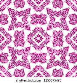 Abstract seamless pattern (tiling). Purple ornaments on a white background. Vector Scandinavian Pattern Backdrop. Sticky pattern ribbons.