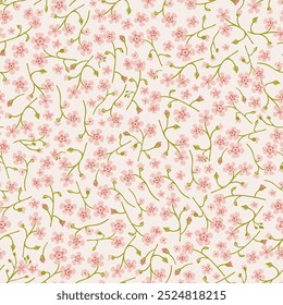 Abstract seamless pattern with tiny flowers. Doodle style. Pastel colors.