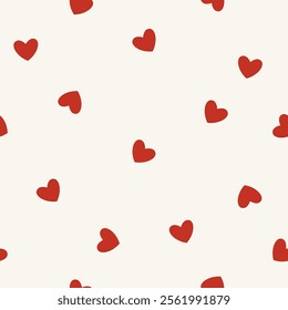 Abstract seamless pattern with tiny red hearts. Vector illustration for Valentine's Day, baby shower, birthday, wedding print.