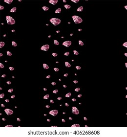 Abstract seamless pattern with topaz, illustration with jem, picture with jewelry on the vertical direction on the dark background, perfect texture for cover and interior design, vector illustration