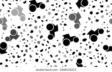 Abstraktes nahtloses Muster mit Traktorzeichen. Kreative Leoparden-Kulisse. Vektorillustration auf weißem Hintergrund
