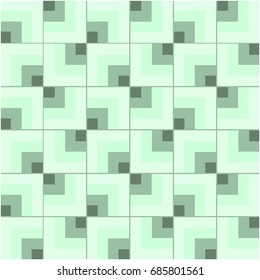 Abstract seamless pattern with traditional form of patchwork green squares