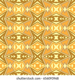 Abstract seamless pattern with traditional ornament from Africa and geometric elements - quadrilateral, square, rectangle, rhombus, trapeze 