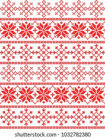 Vector Illustrated Traditional Red Nordic Pattern Stock Vector (Royalty ...