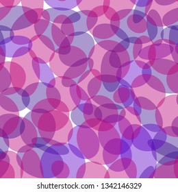 abstract seamless pattern, translucent pink and blue ovals,  vector, eps 10