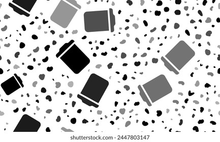 Abstract seamless pattern with trash symbols. Creative leopard backdrop. Vector illustration on white background