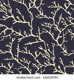 Abstract seamless pattern with tree branches. Vector winter background