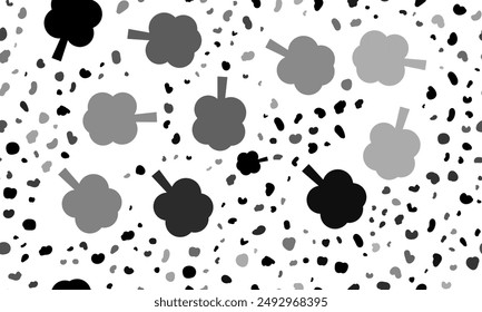 Abstract seamless pattern with tree symbols. Creative leopard backdrop. Vector illustration on white background