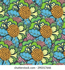 Abstract seamless pattern with trefoil flowers. Vector illustration. Use for textile, wallpaper, backgrounds