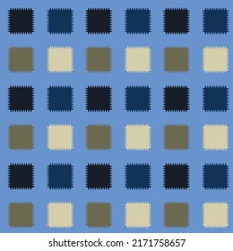 Abstract seamless pattern, trendy colors, with blue and brown squares