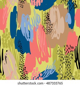 Abstract seamless pattern with trendy hand drawn textures. Modern abstract design for paper, cover, fabric, interior decor and other users