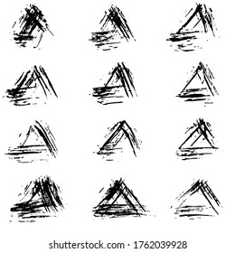Abstract seamless pattern with triangle. Hand drawn textures made with ink. Spot, splash, scribble, stroke. Isolated.