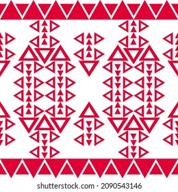 Abstract seamless pattern, triangle shape, red and white, look like tribe or ethnic pattern.