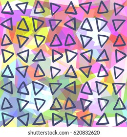 Abstract seamless pattern. Triangles drawn on geometric background. Colorful decoration design