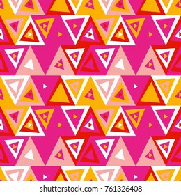 Abstract seamless pattern of triangles. Funny background of geometric shapes.