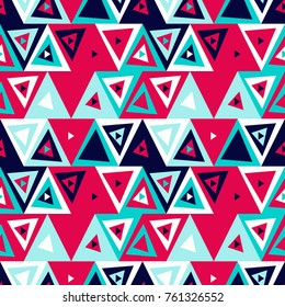 Abstract seamless pattern of triangles. Funny background of geometric shapes.