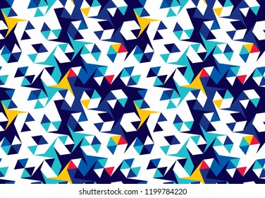 Abstract seamless pattern of triangles. Geometric texture. Pattern for bright youth clothes.