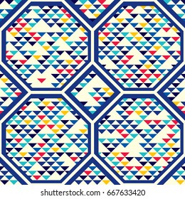 Abstract seamless pattern of triangles and hexagons. Lattice shape.