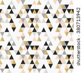 Abstract seamless pattern with triangles in pink, gold and black.