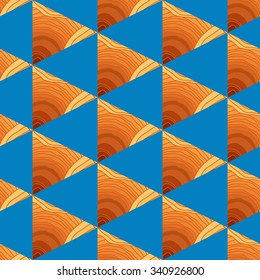 abstract seamless pattern with triangles - vector illustration. Wavy lines are beautifully drawn paintings by hand. Blue background.