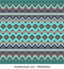 Abstract seamless pattern with tribal aztec motives. Hand drawn boho chic style wallpaper.